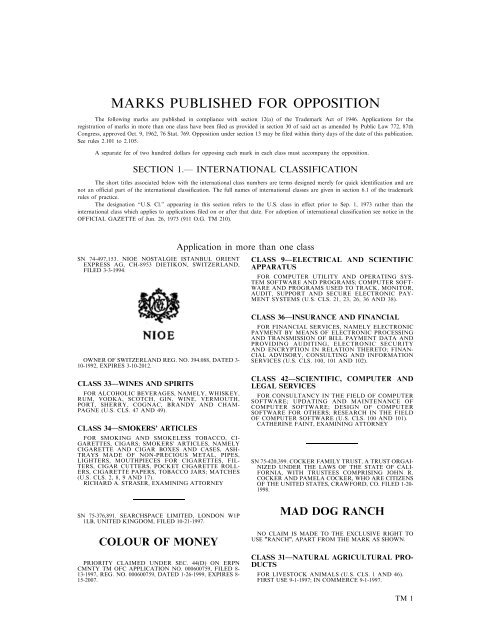 Marks Published For Opposition Us Patent And Trademark - another poem roblox amino