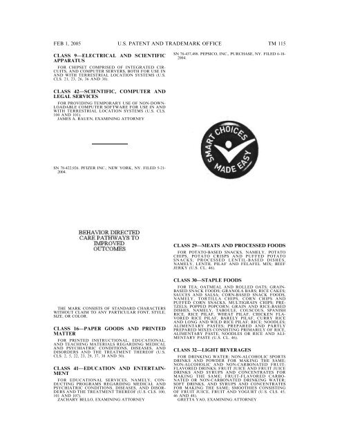 marks published for opposition - U.S. Patent and Trademark Office