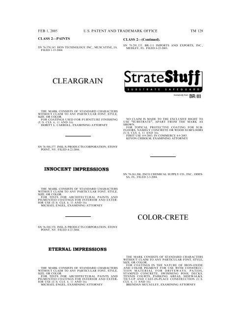 marks published for opposition - U.S. Patent and Trademark Office