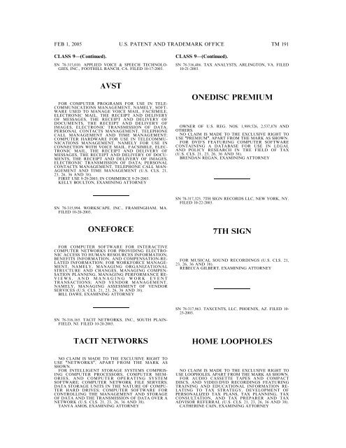 marks published for opposition - U.S. Patent and Trademark Office