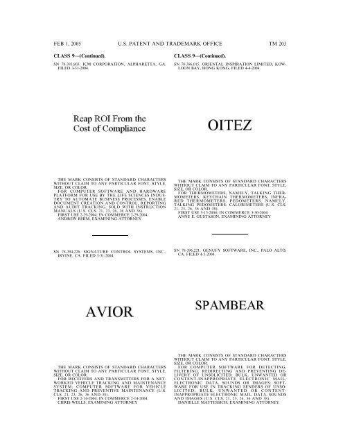 marks published for opposition - U.S. Patent and Trademark Office