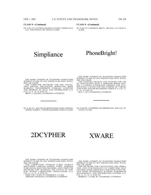 marks published for opposition - U.S. Patent and Trademark Office