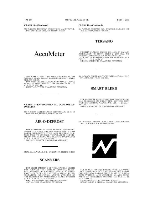 marks published for opposition - U.S. Patent and Trademark Office