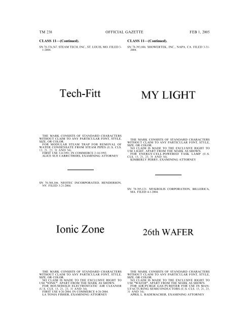 marks published for opposition - U.S. Patent and Trademark Office