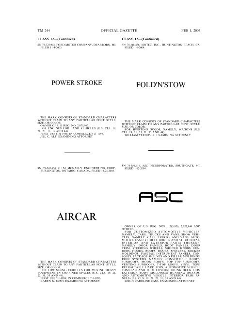 marks published for opposition - U.S. Patent and Trademark Office