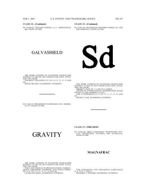 marks published for opposition - U.S. Patent and Trademark Office