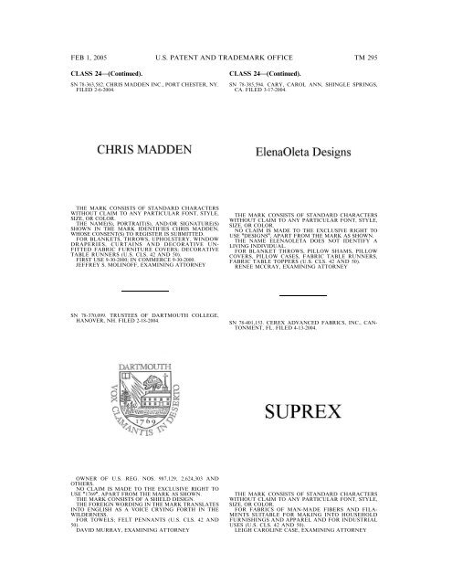 marks published for opposition - U.S. Patent and Trademark Office