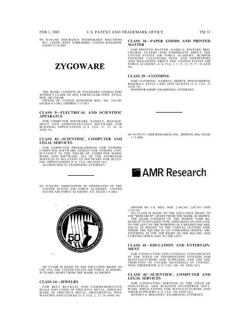 marks published for opposition - U.S. Patent and Trademark Office