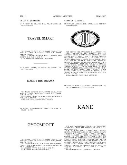 marks published for opposition - U.S. Patent and Trademark Office