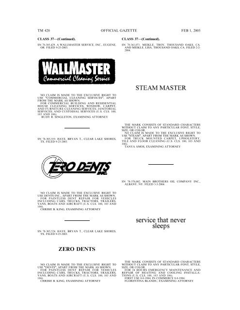 marks published for opposition - U.S. Patent and Trademark Office