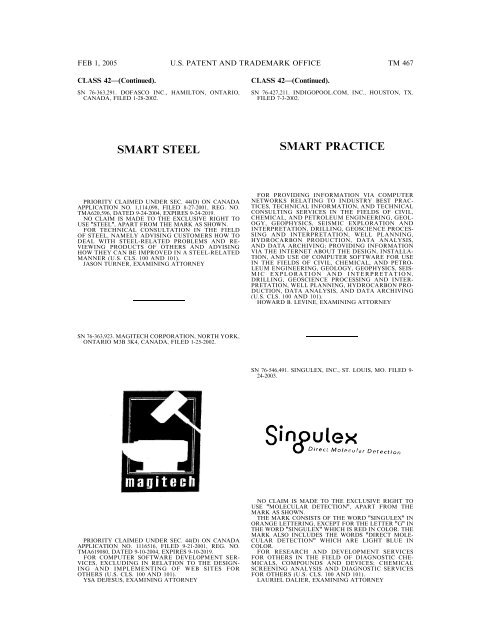 marks published for opposition - U.S. Patent and Trademark Office