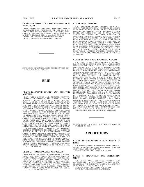 marks published for opposition - U.S. Patent and Trademark Office