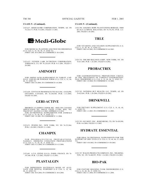 marks published for opposition - U.S. Patent and Trademark Office