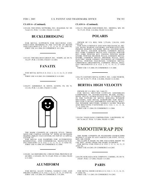 marks published for opposition - U.S. Patent and Trademark Office