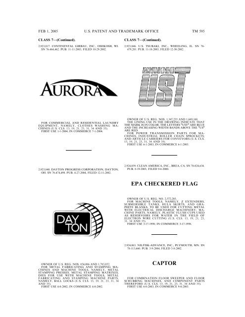 marks published for opposition - U.S. Patent and Trademark Office