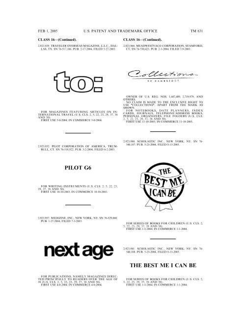 marks published for opposition - U.S. Patent and Trademark Office