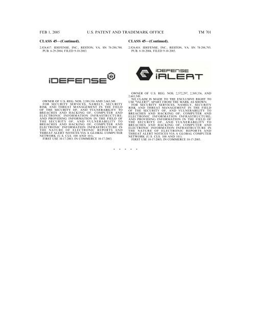 marks published for opposition - U.S. Patent and Trademark Office