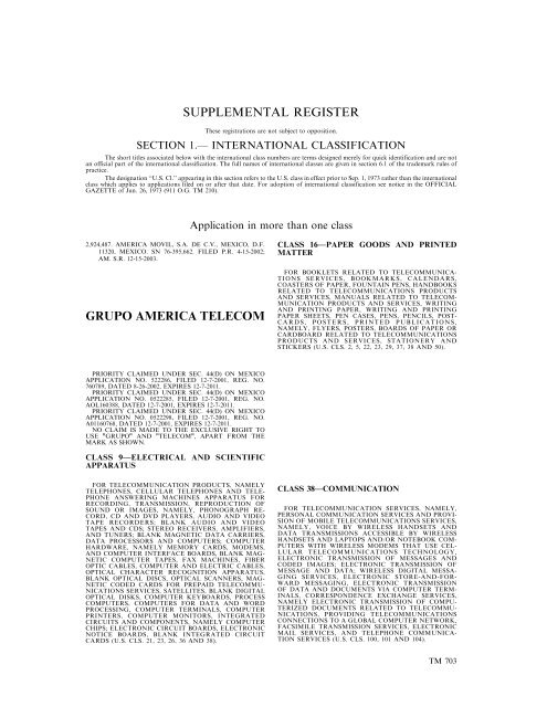 marks published for opposition - U.S. Patent and Trademark Office