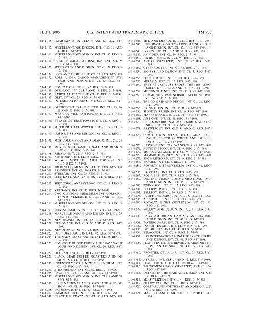 marks published for opposition - U.S. Patent and Trademark Office