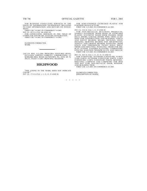 marks published for opposition - U.S. Patent and Trademark Office