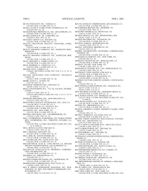 marks published for opposition - U.S. Patent and Trademark Office