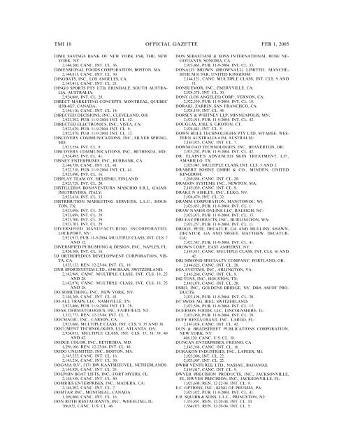 marks published for opposition - U.S. Patent and Trademark Office