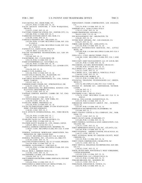 marks published for opposition - U.S. Patent and Trademark Office