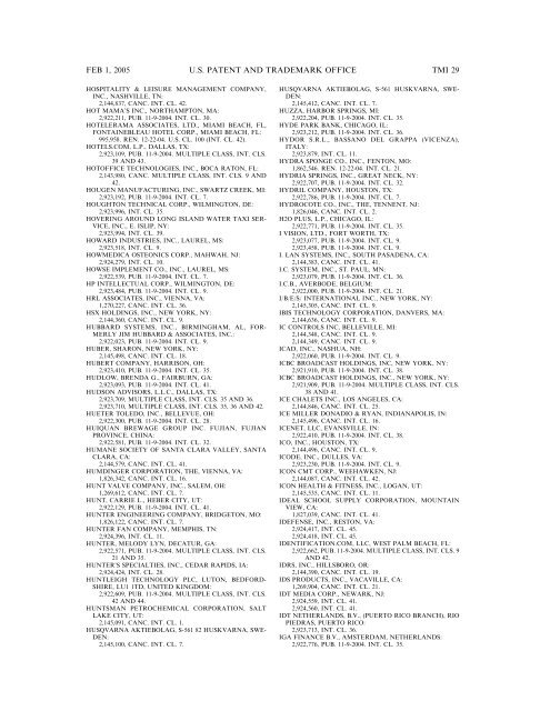 marks published for opposition - U.S. Patent and Trademark Office