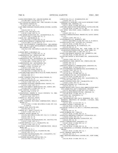 marks published for opposition - U.S. Patent and Trademark Office