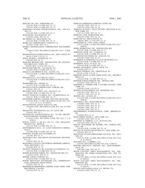 marks published for opposition - U.S. Patent and Trademark Office