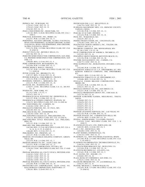 marks published for opposition - U.S. Patent and Trademark Office