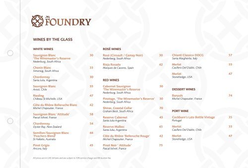 Southern Sun Abu Dhabi-The Foundry-Dinner Menu