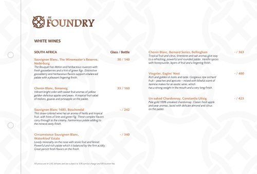 Southern Sun Abu Dhabi-The Foundry-Dinner Menu