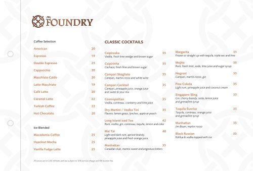 Southern Sun Abu Dhabi-The Foundry-Dinner Menu