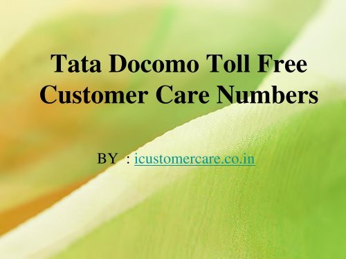 Tata Docomo Toll Free Customer Care Numbers