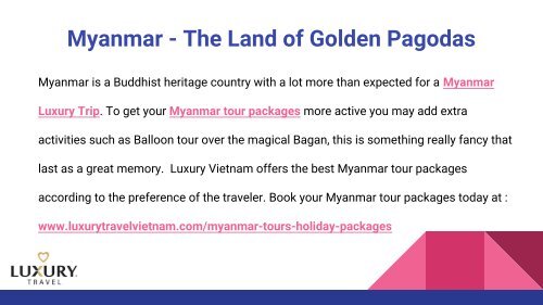 Amazing Holidays in Myanmar