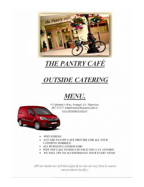 Pantry Cafe Outside Catering Menu