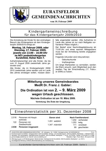 euratsfelder gemeindenachrichten - Marktgemeinde Euratsfeld