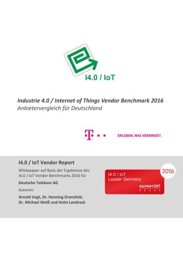 Auszug aus dem Experton IoT / Industrie 4.0 Vendor Benchmark 2016