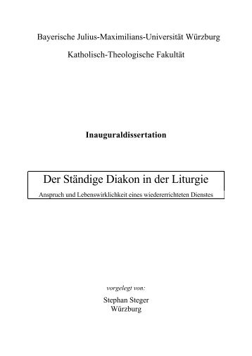 Der Ständige Diakon in der Liturgie - OPUS - Universität Würzburg