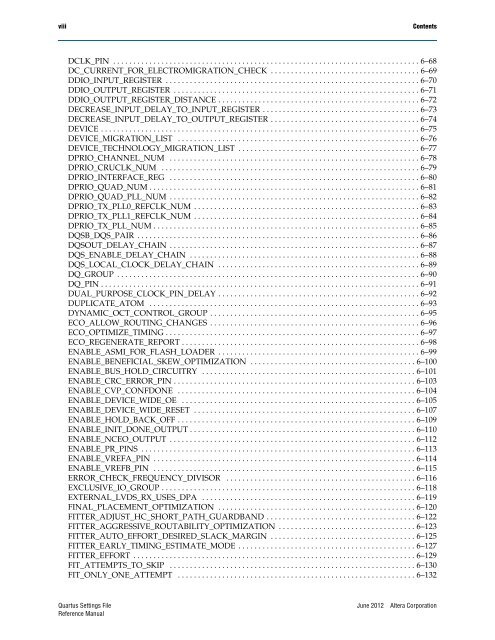 Quartus II Settings File Reference Manual - Altera