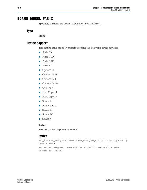 Quartus II Settings File Reference Manual - Altera