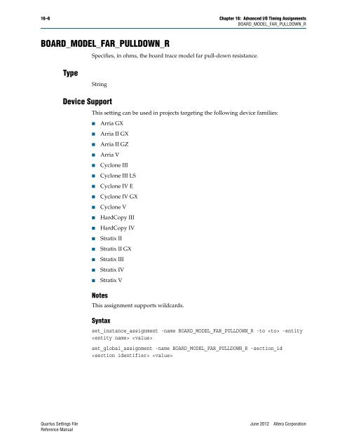 Quartus II Settings File Reference Manual - Altera