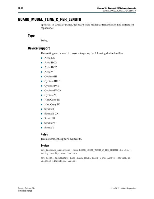 Quartus II Settings File Reference Manual - Altera