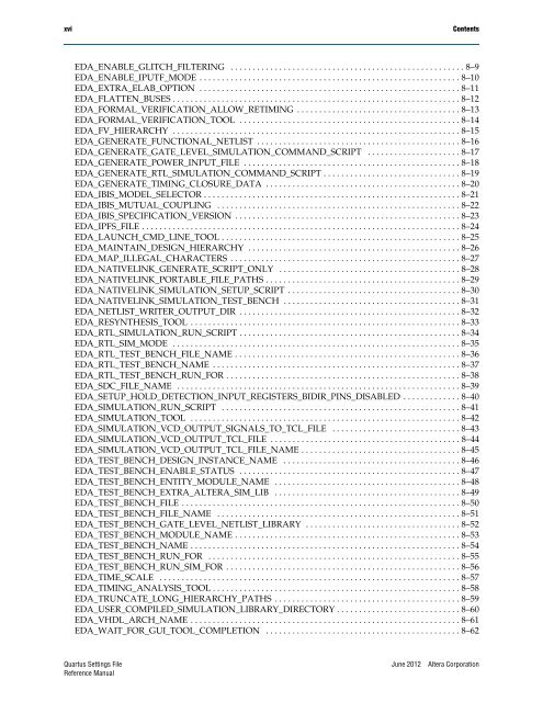 Quartus II Settings File Reference Manual - Altera