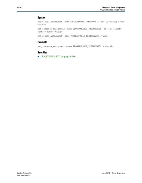 Quartus II Settings File Reference Manual - Altera