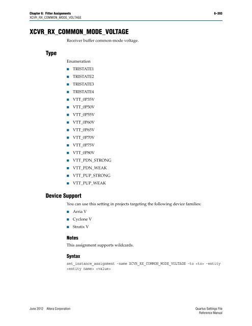 Quartus II Settings File Reference Manual - Altera