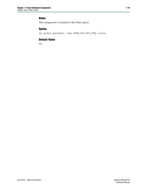 Quartus II Settings File Reference Manual - Altera
