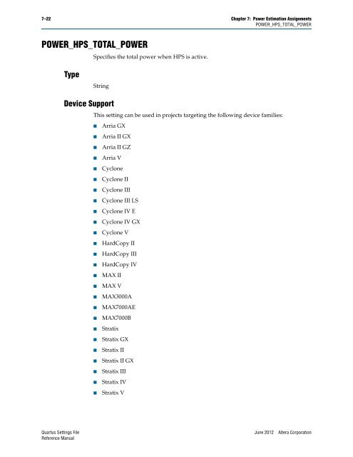 Quartus II Settings File Reference Manual - Altera