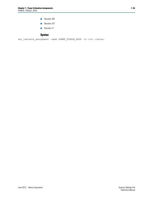 Quartus II Settings File Reference Manual - Altera